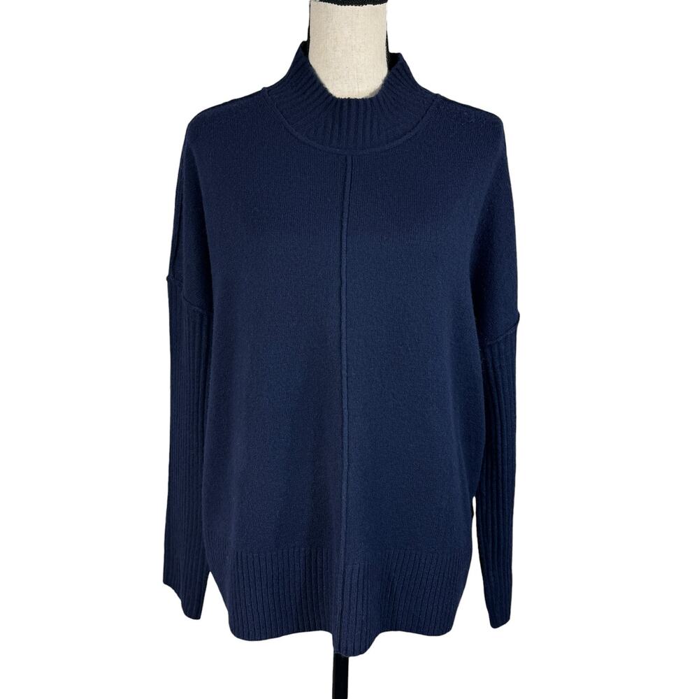 Simply Vera Vera Wang Small Sweater Oversized Boxy Mock Neck Long Sleeve Navy